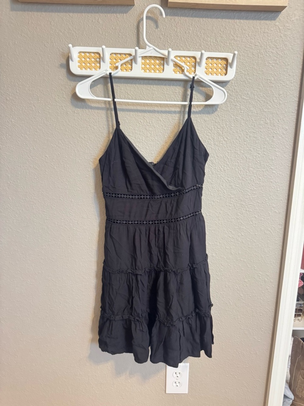 miami Black Spaghetti Strap Tiered Sundress